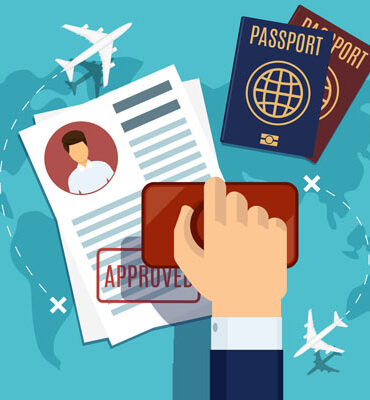 Visa stamping. Stamp on passport application